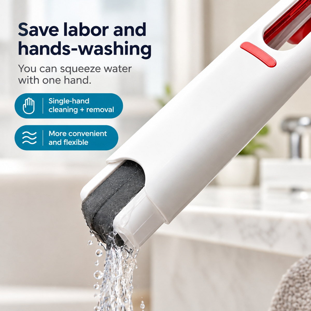 Self-Squeezing Mini Mop | Kitchen, Mirror & Multi-Surface Cleaning