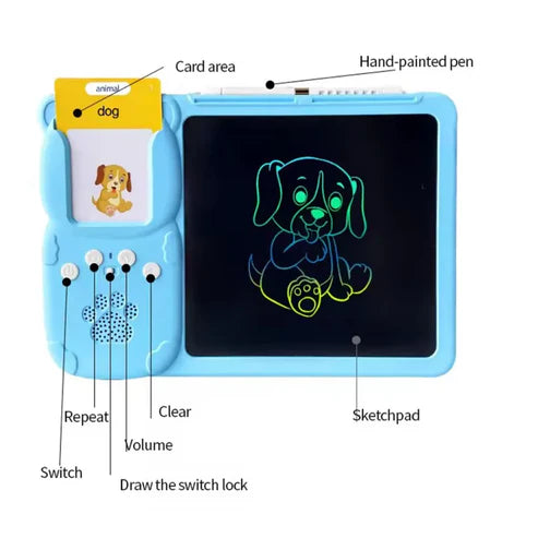 Babywayy BrightMind Audio Learning Tablet with LCD Drawing Pad – 224 Cards