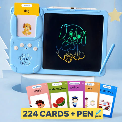 Babywayy BrightMind Audio Learning Tablet with LCD Drawing Pad – 224 Cards